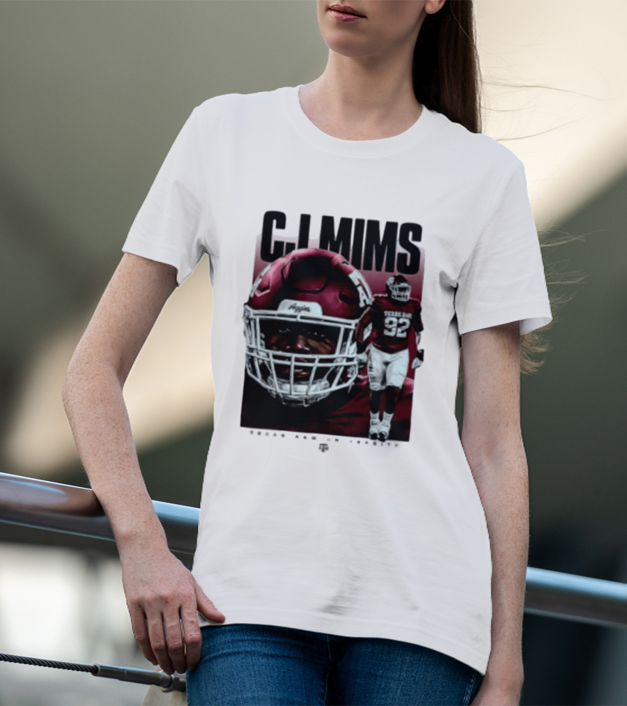 CJ Mims 92 Texas A&M Football NCAA Player T-Shirt