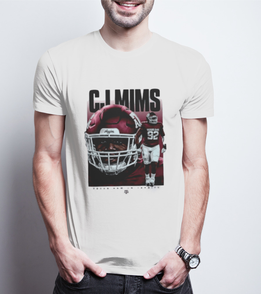 CJ Mims 92 Texas A&M Football NCAA Player T-Shirt