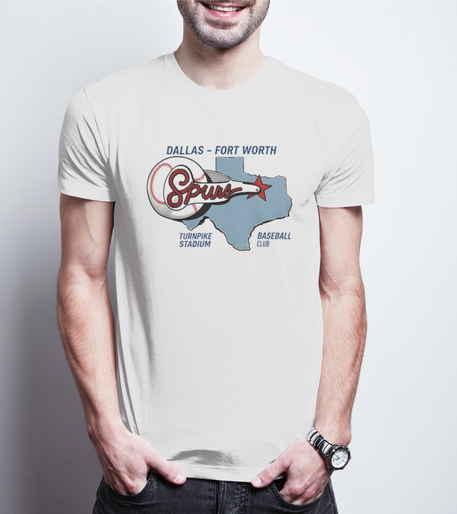 Dallas Fort Worth Spurs Turnpike Stadium Texas Map Baseball Club T-Shirt