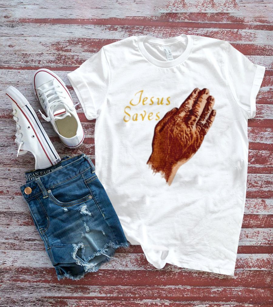 Jesus Saves Praying Hands Religious Faith Christian T-Shirt