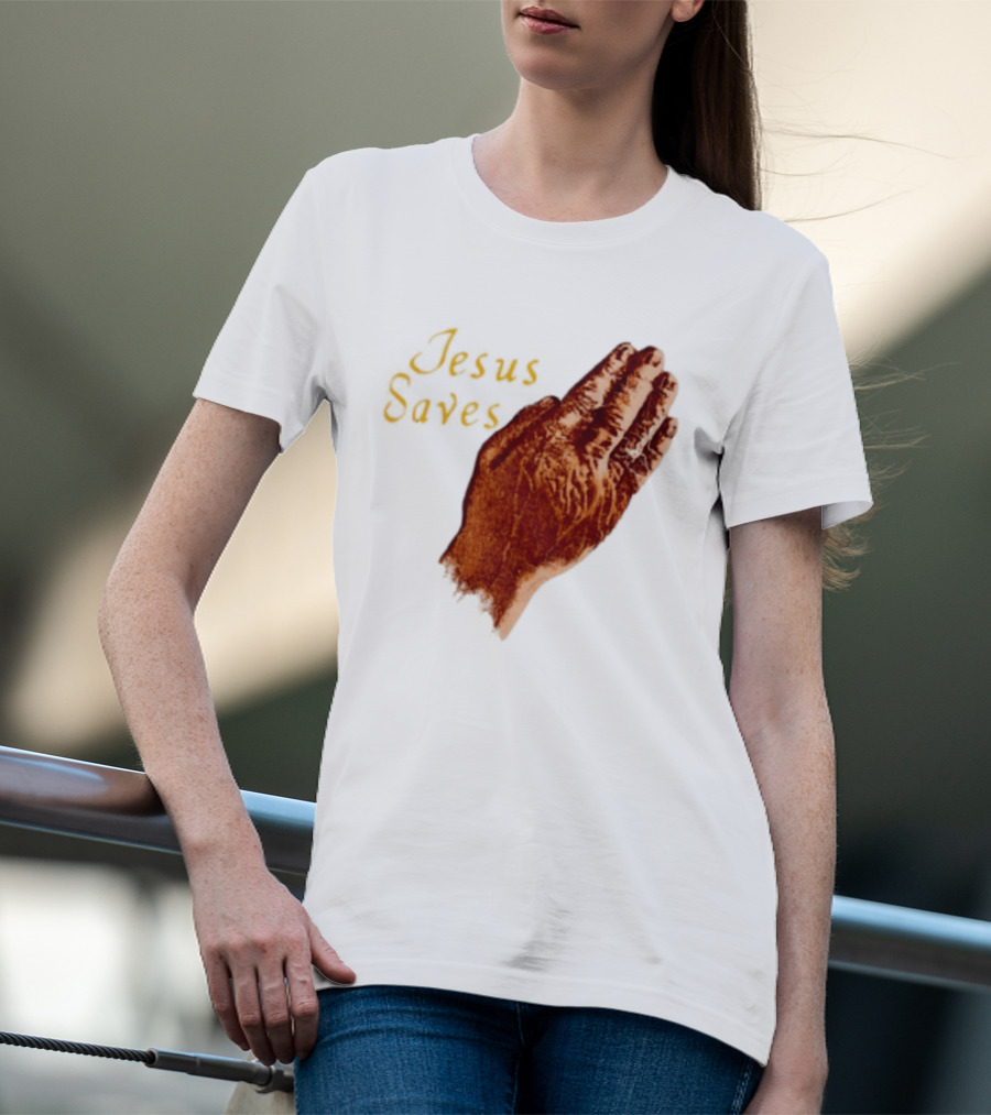 Jesus Saves Praying Hands Religious Faith Christian T-Shirt