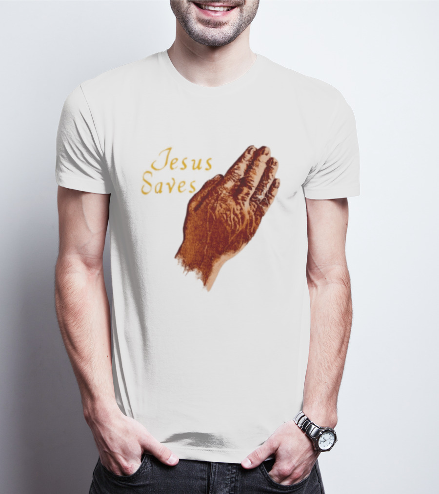 Jesus Saves Praying Hands Religious Faith Christian T-Shirt