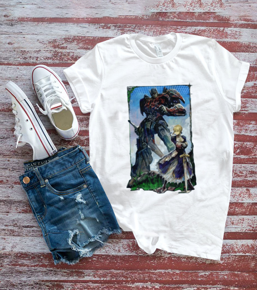 Optimus Prime Transformers With Saber Fate Stay Night Anime T-Shirt