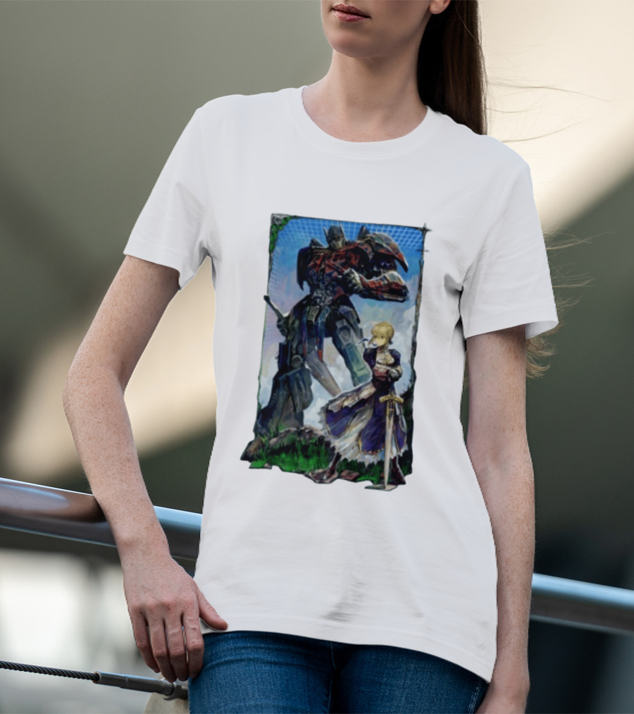Optimus Prime Transformers With Saber Fate Stay Night Anime T-Shirt