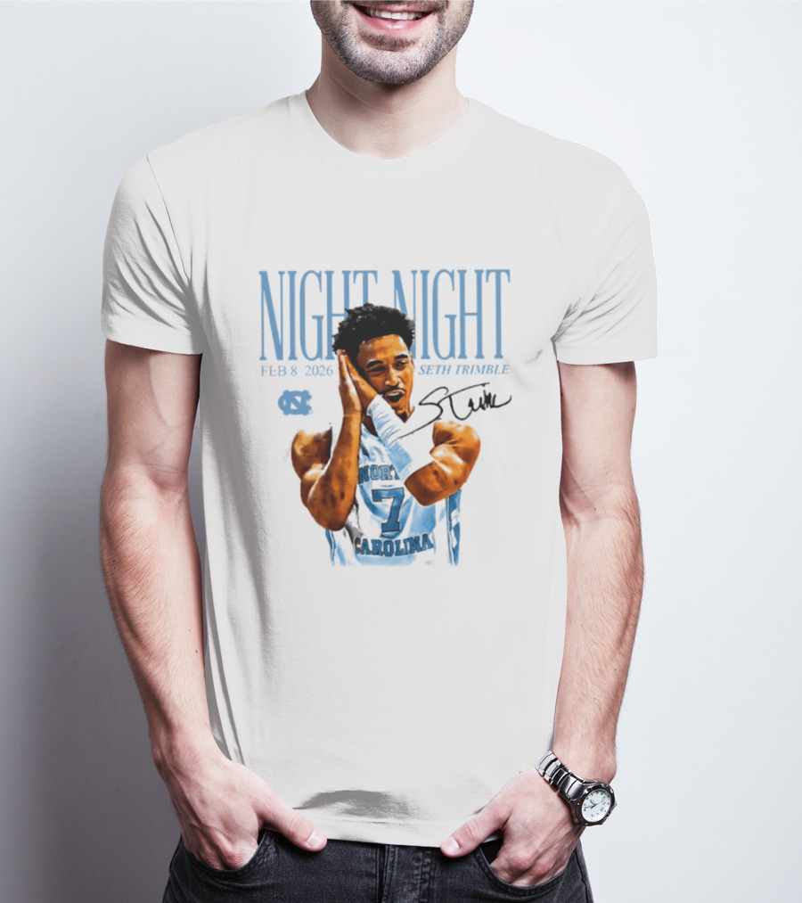 Seth Trimble North Carolina Tar Heels Night Night Feb 8 2026 T-Shirt