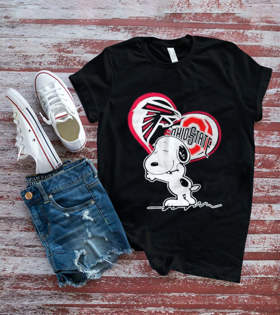 Atlanta Falcons Ohio State Buckeyes Snoopy Peanuts Heart T-Shirt