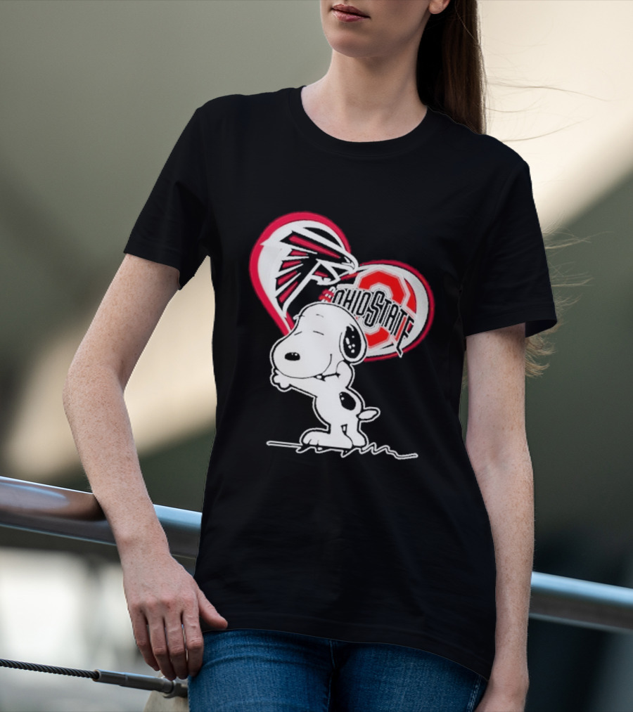 Atlanta Falcons Ohio State Buckeyes Snoopy Peanuts Heart T-Shirt