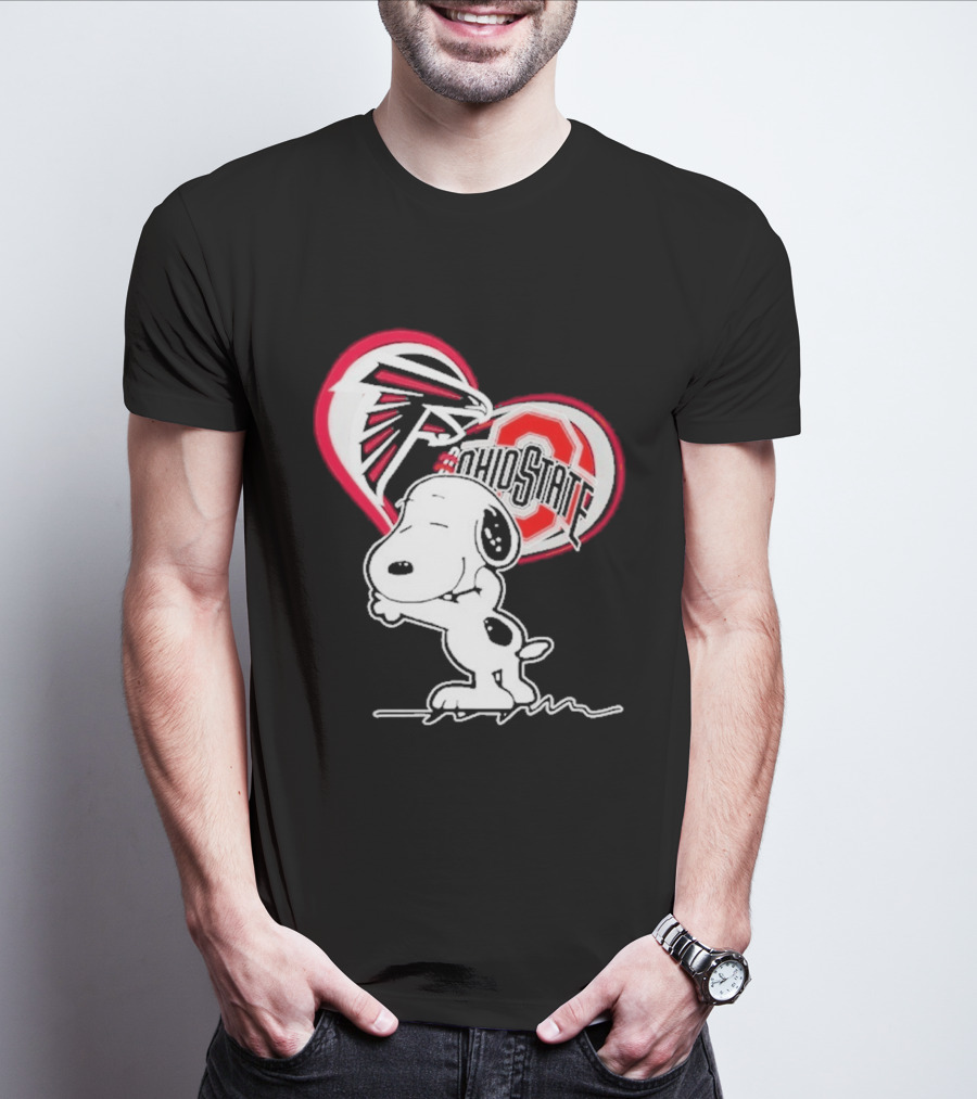 Atlanta Falcons Ohio State Buckeyes Snoopy Peanuts Heart T-Shirt