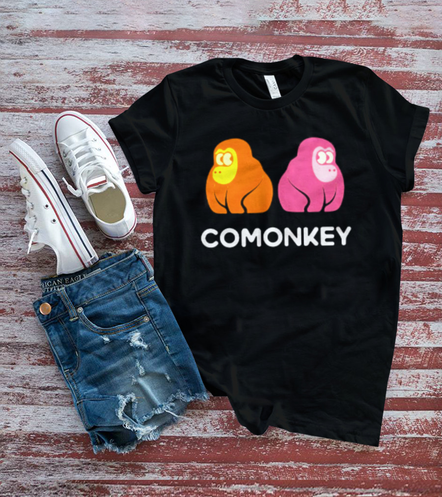 Comonkey Orange Pink Gorilla Ape Minimalist T-Shirt