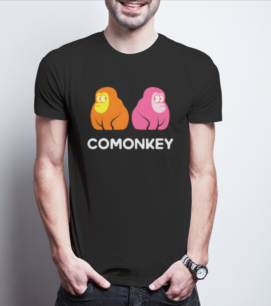 Comonkey Orange Pink Gorilla Ape Minimalist T-Shirt