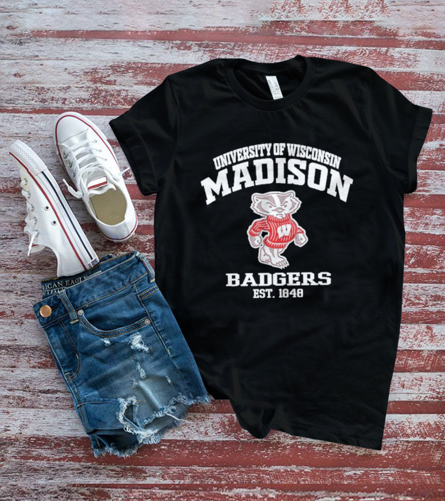 University Of Wisconsin Madison Badgers Est 1848 Vintage Bucky Badger Sweater T-Shirt