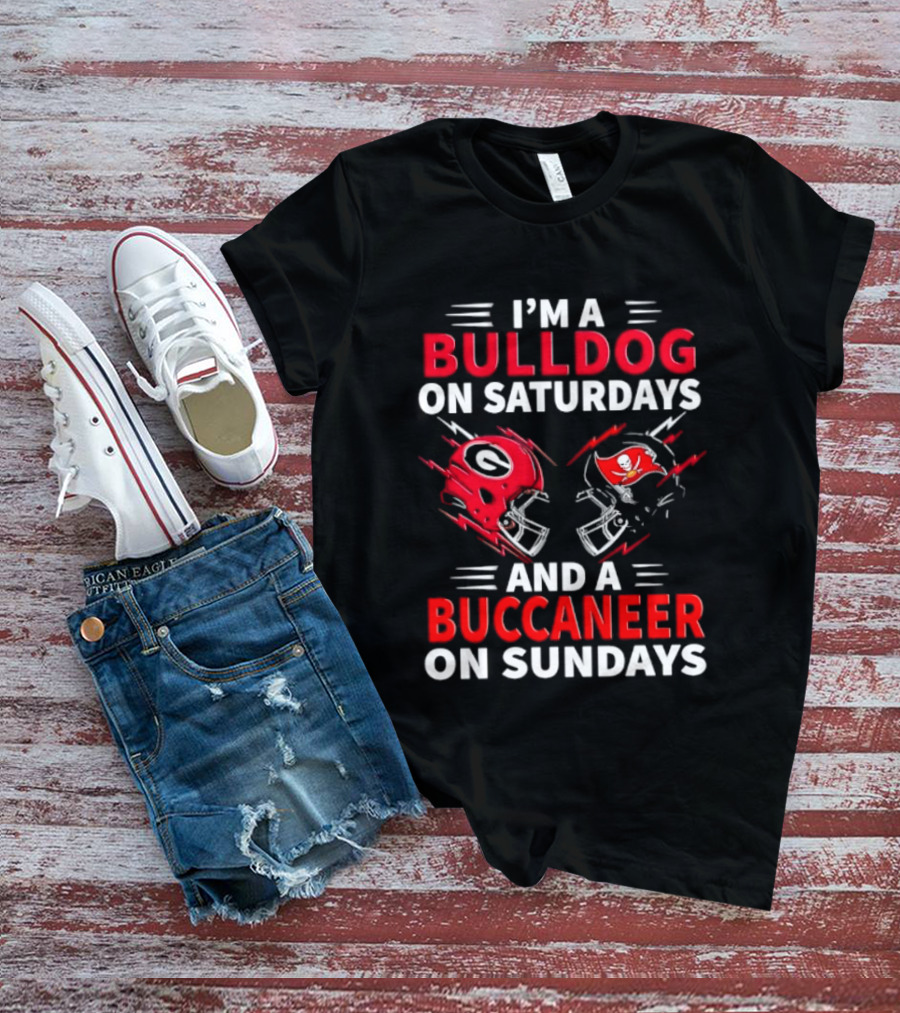 Georgia Bulldogs Saturday Tampa Bay Buccaneers Sunday Football Helmets T-Shirt