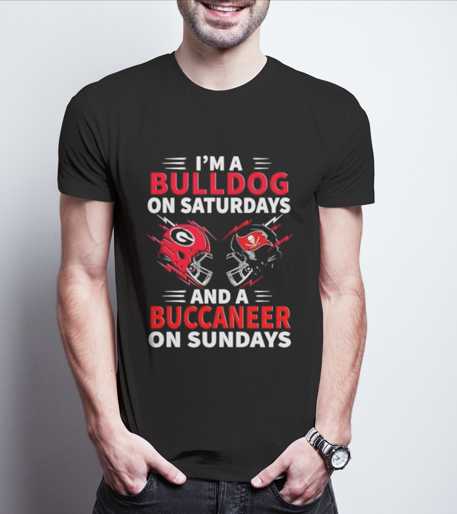Georgia Bulldogs Saturday Tampa Bay Buccaneers Sunday Football Helmets T-Shirt