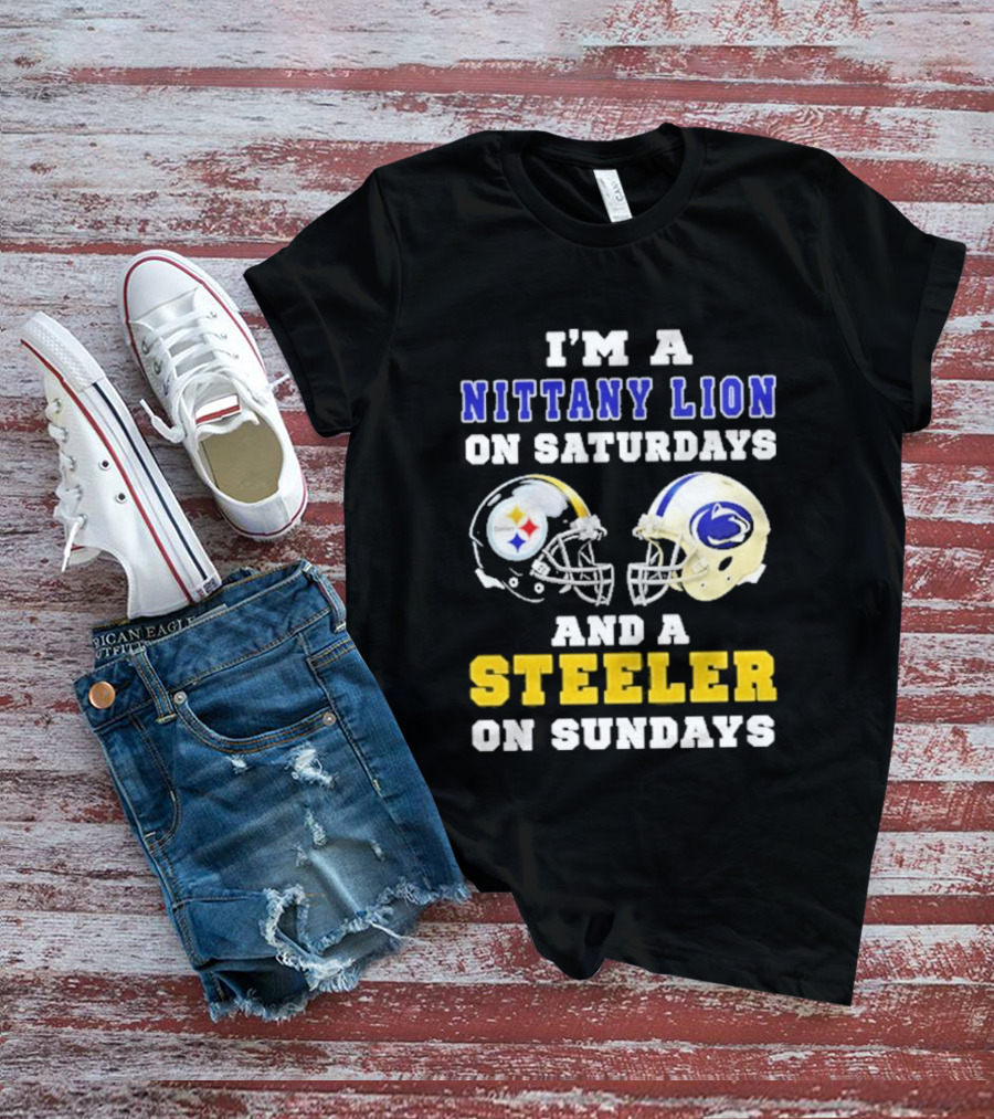 I'm A Nittany Lion On Saturdays And A Steeler On Sundays Football Helmet T-Shirt