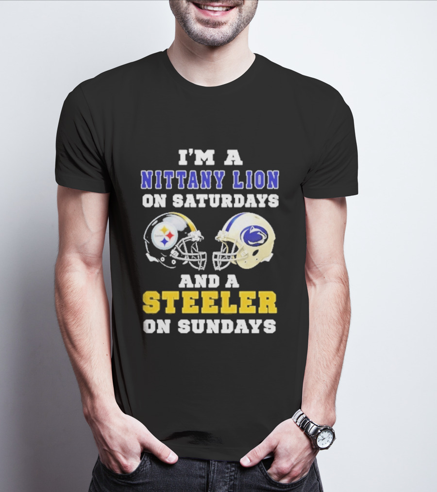 I'm A Nittany Lion On Saturdays And A Steeler On Sundays Football Helmet T-Shirt