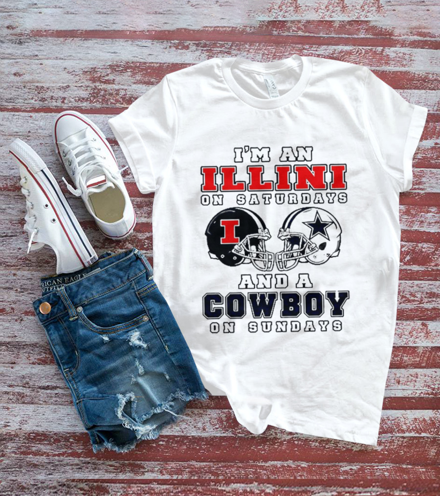 Im An Illini On Saturdays And A Cowboy On Sundays Football Game Day T-Shirt