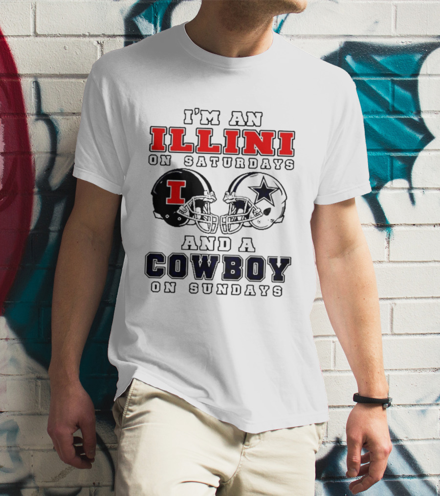 Im An Illini On Saturdays And A Cowboy On Sundays Football Game Day T-Shirt