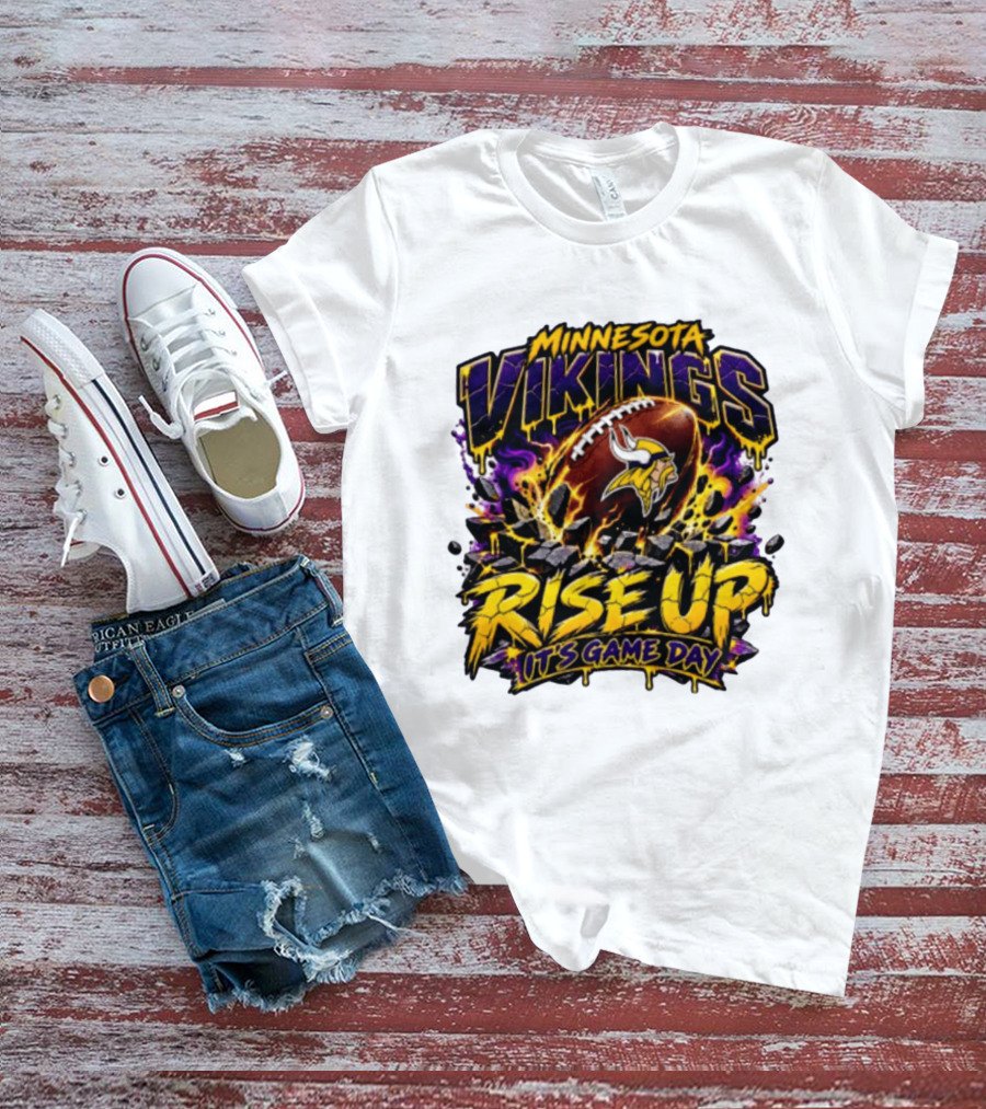 Minnesota Vikings Rise Up It's Game Day Football Vivid Color Explosion T-Shirt
