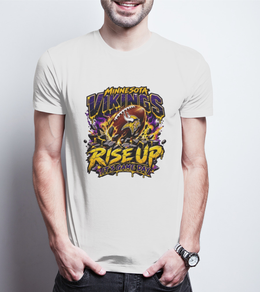 Minnesota Vikings Rise Up It's Game Day Football Vivid Color Explosion T-Shirt