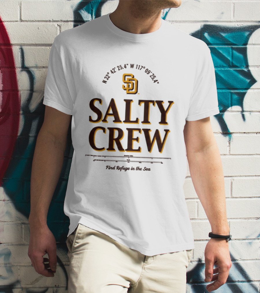 Padres Salty Crew Coordinates SD Find Refuge In The Sea T-Shirt