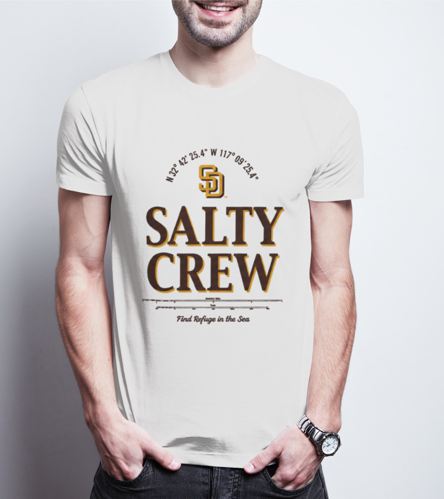Padres Salty Crew Coordinates SD Find Refuge In The Sea T-Shirt