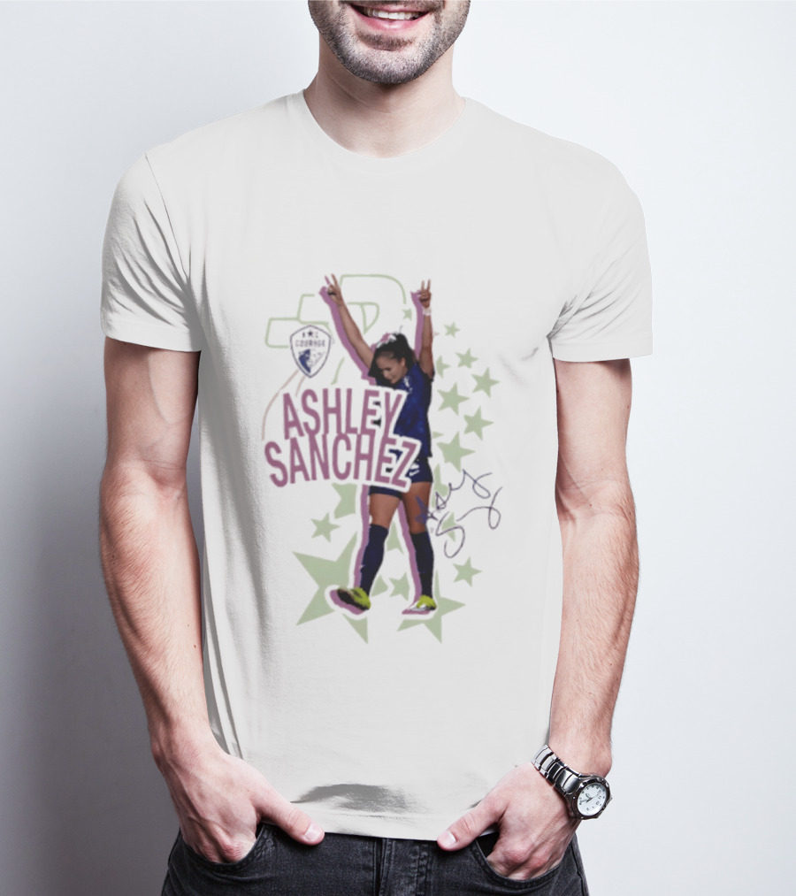 Ashley Sanchez North Carolina Courage Celebration With Stars And Autograph T-Shirt