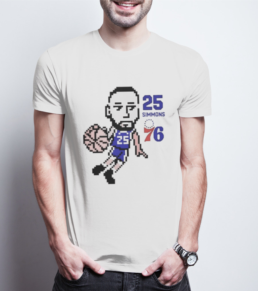 Ben Simmons 25 Philadelphia 76ers Pixel Art With Basketball T-Shirt