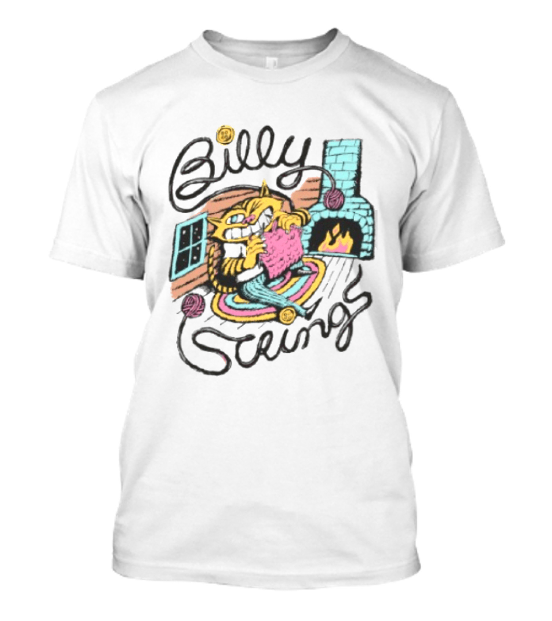 Billy Strings Store Yarn Ladies Nathan Hardyman Cat Knitting By Fireplace T-Shirt