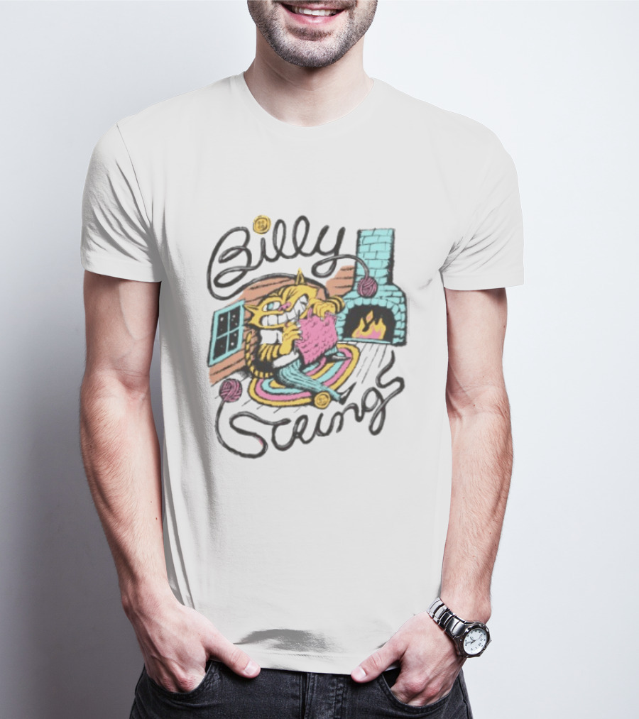 Billy Strings Store Yarn Ladies Nathan Hardyman Cat Knitting By Fireplace T-Shirt