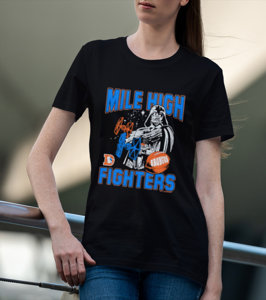 Mile High Fighters Denver Broncos Star Wars Dark Side T-Shirt