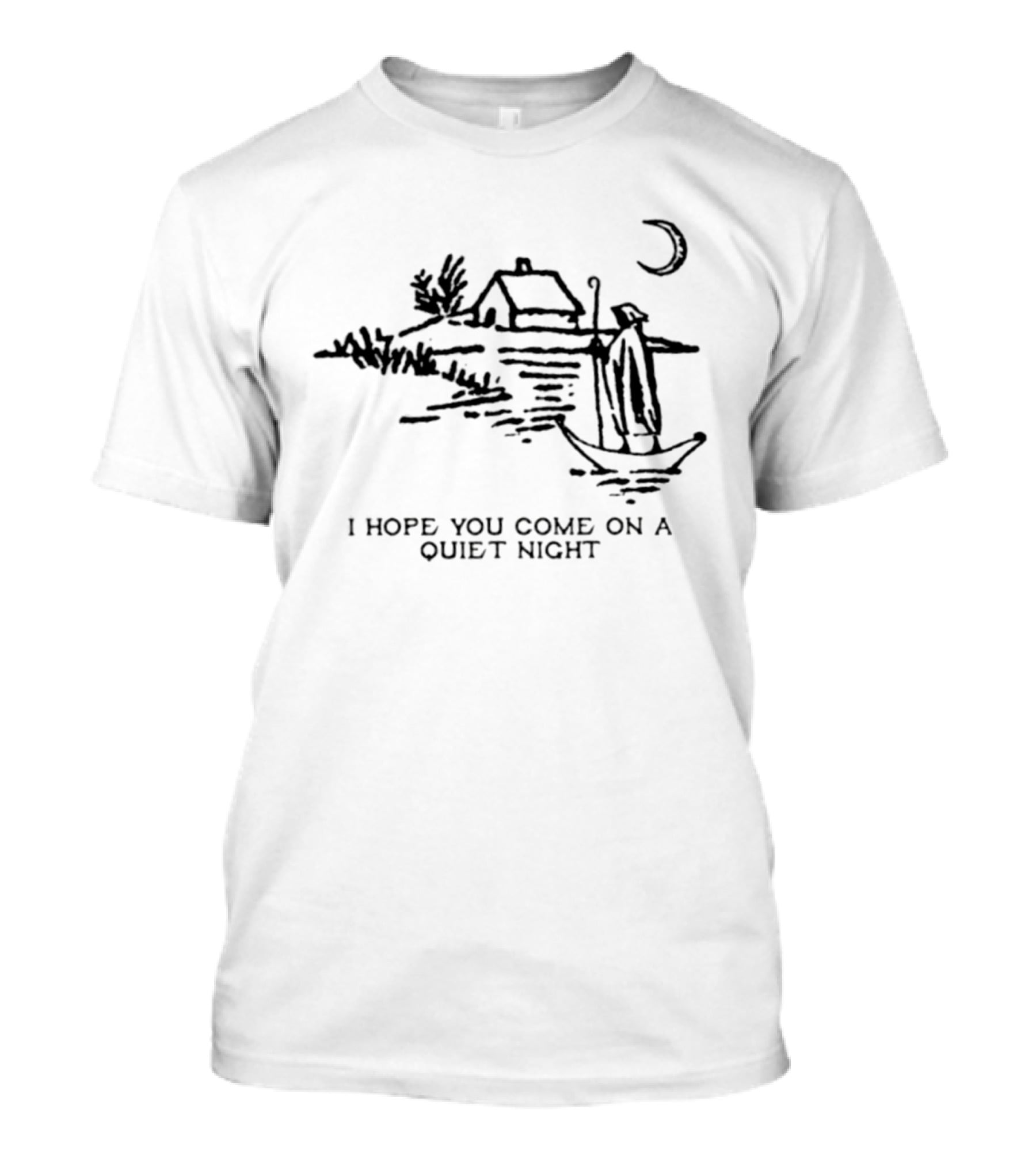 Snufkin I Hope You Come On A Quiet Night Lake Cabin Canoe Moon T-Shirt