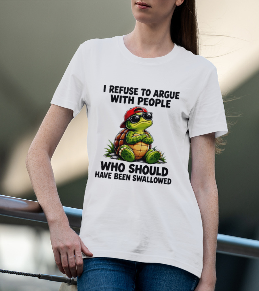 I Refuse To Argue Cool Turtle Red Hat Sunglasses Retro Fun T-Shirt