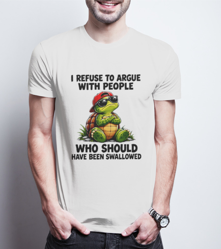 I Refuse To Argue Cool Turtle Red Hat Sunglasses Retro Fun T-Shirt
