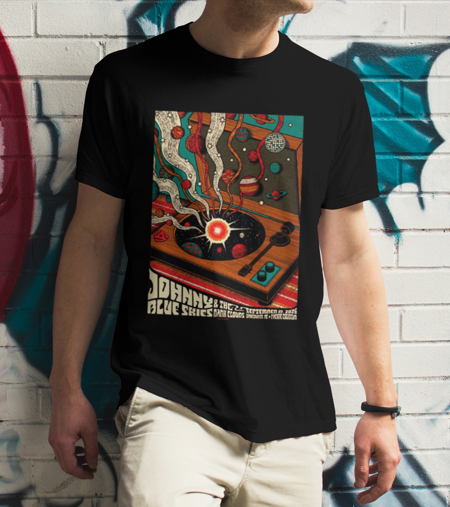 Johnny Blue Skies And The Dark Clouds Vancouver BC 2026 Event Live At Pacific Coliseum September 19 Vinyl Record Planets T-Shirt