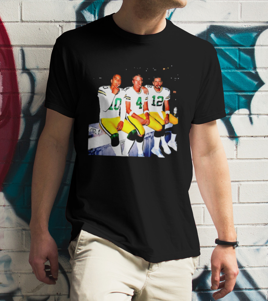 Jordan Love Brett Favre Aaron Rodgers Green Bay Packers Smoking And Beer Celebration T-Shirt