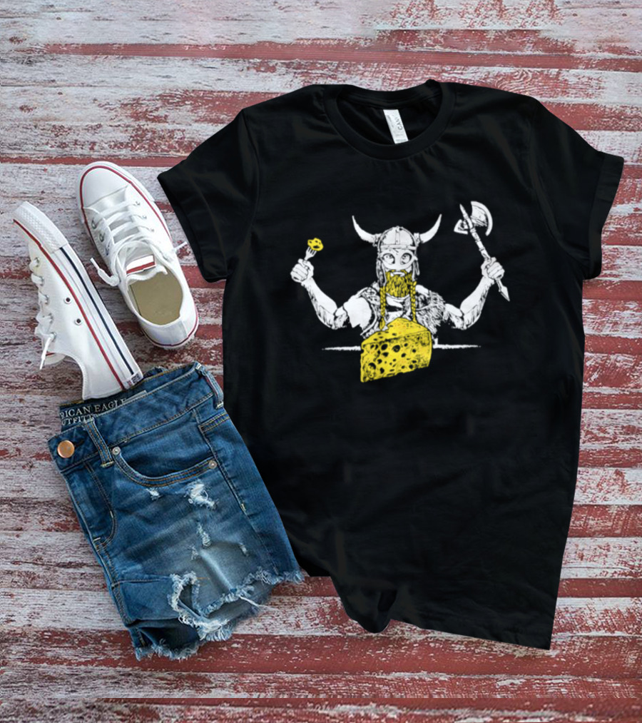 Minnesota Vikings Let's Eat Cheese Viking Warrior Axe And Cheese Wedge T-Shirt