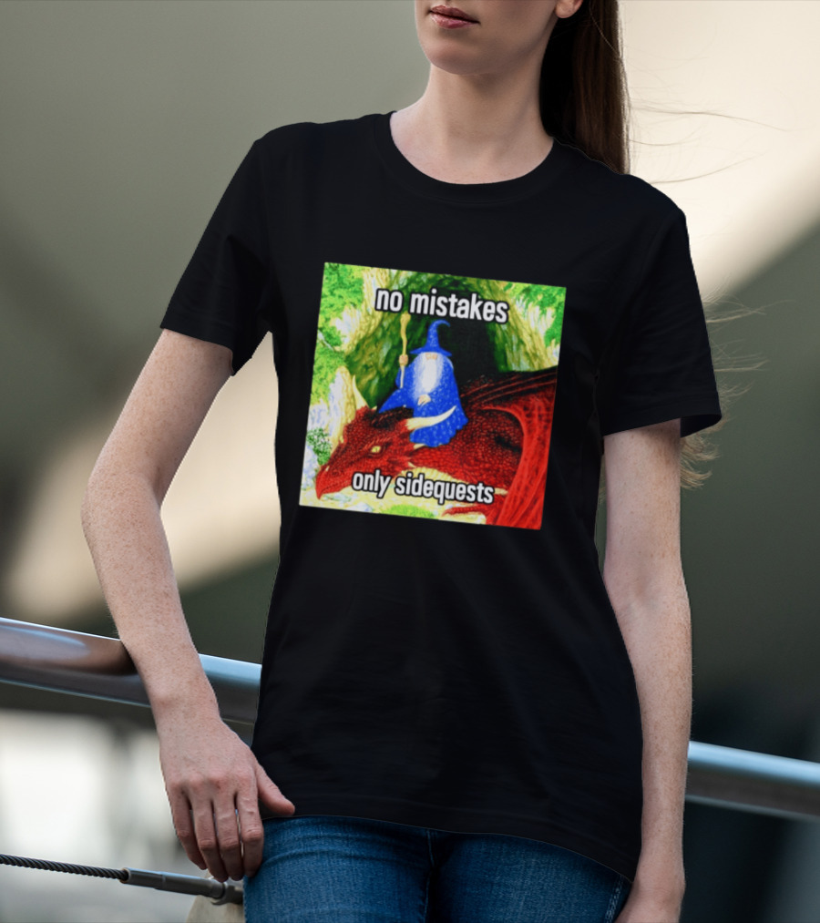 No Mistakes Only Side Quests Wizard And Dragon T-Shirt