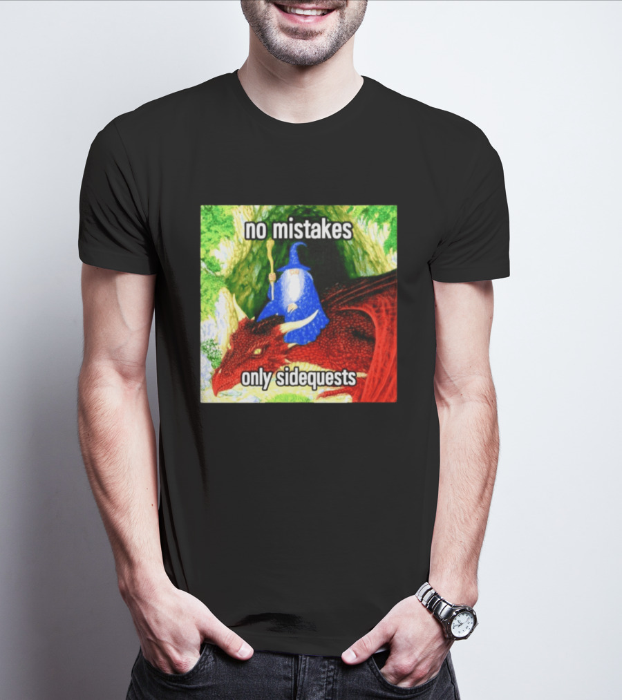 No Mistakes Only Side Quests Wizard And Dragon T-Shirt