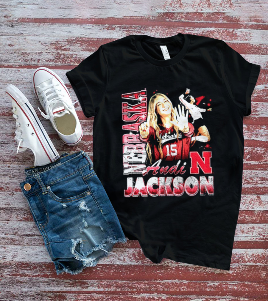 Andi Jackson 15 Nebraska Cornhuskers Collage T-Shirt