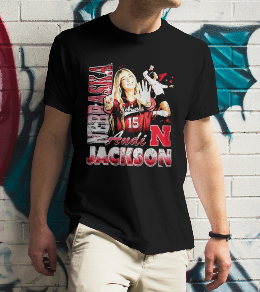 Andi Jackson 15 Nebraska Cornhuskers Collage T-Shirt