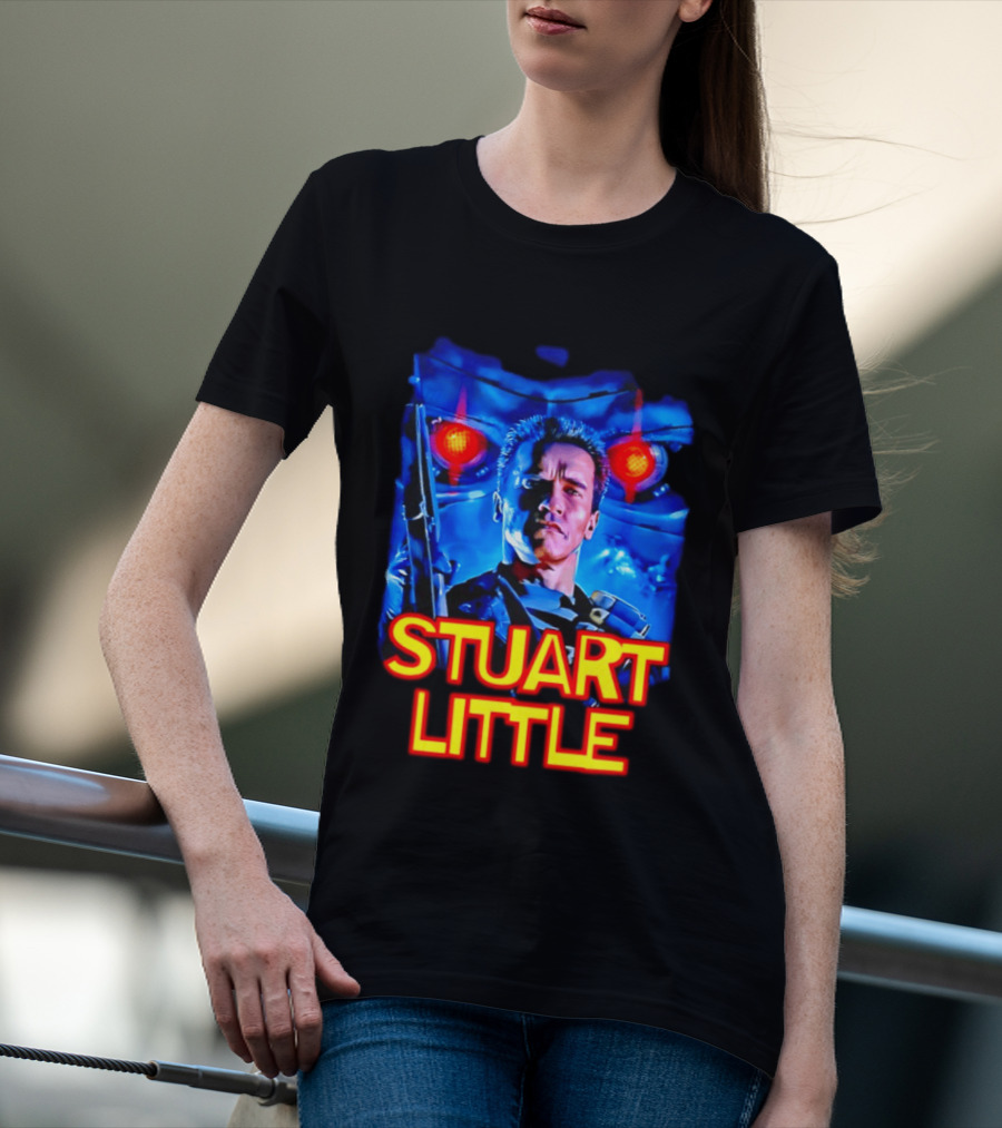 Stuart Little Arnold Schwarzenegger Parody Skynet Cyborg Fusion T-Shirt