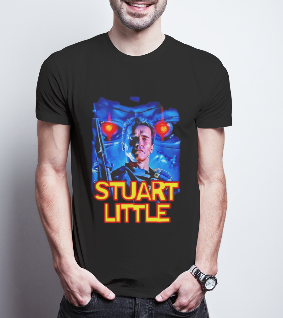 Stuart Little Arnold Schwarzenegger Parody Skynet Cyborg Fusion T-Shirt