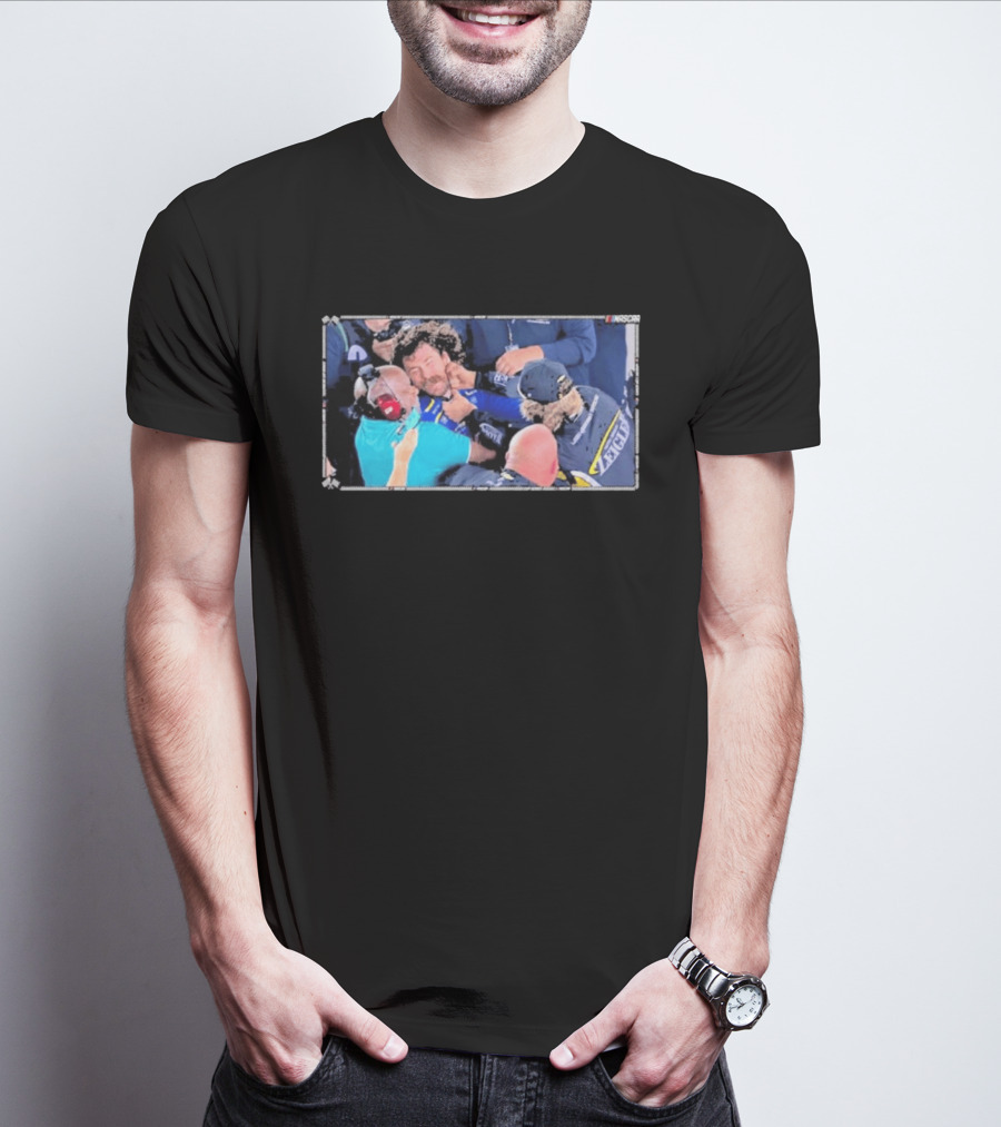 NASCAR Carson Hocevar And Ryan Blaney Confrontation Action Scene T-Shirt