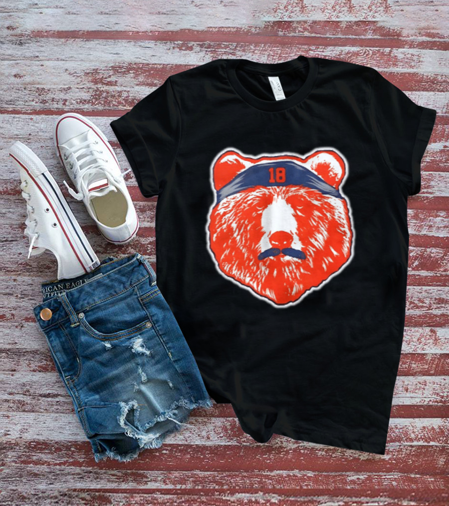 Caleb Williams Chicago Bears Mustache Bear Headband 18 T-Shirt