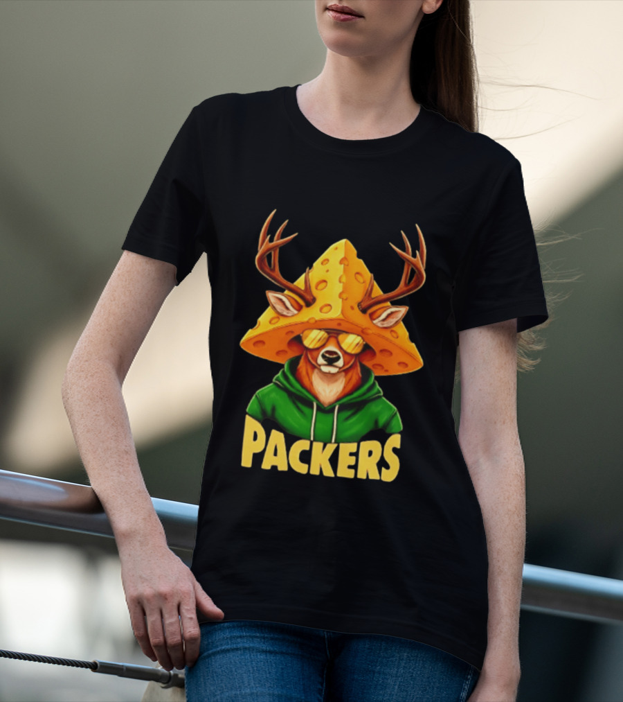 Cheesehead Deer Packers Fan Gear Green Bay Football T-Shirt