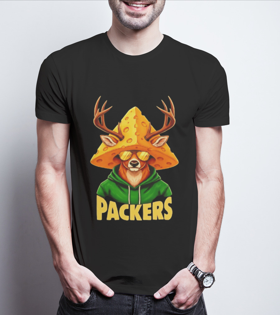 Cheesehead Deer Packers Fan Gear Green Bay Football T-Shirt