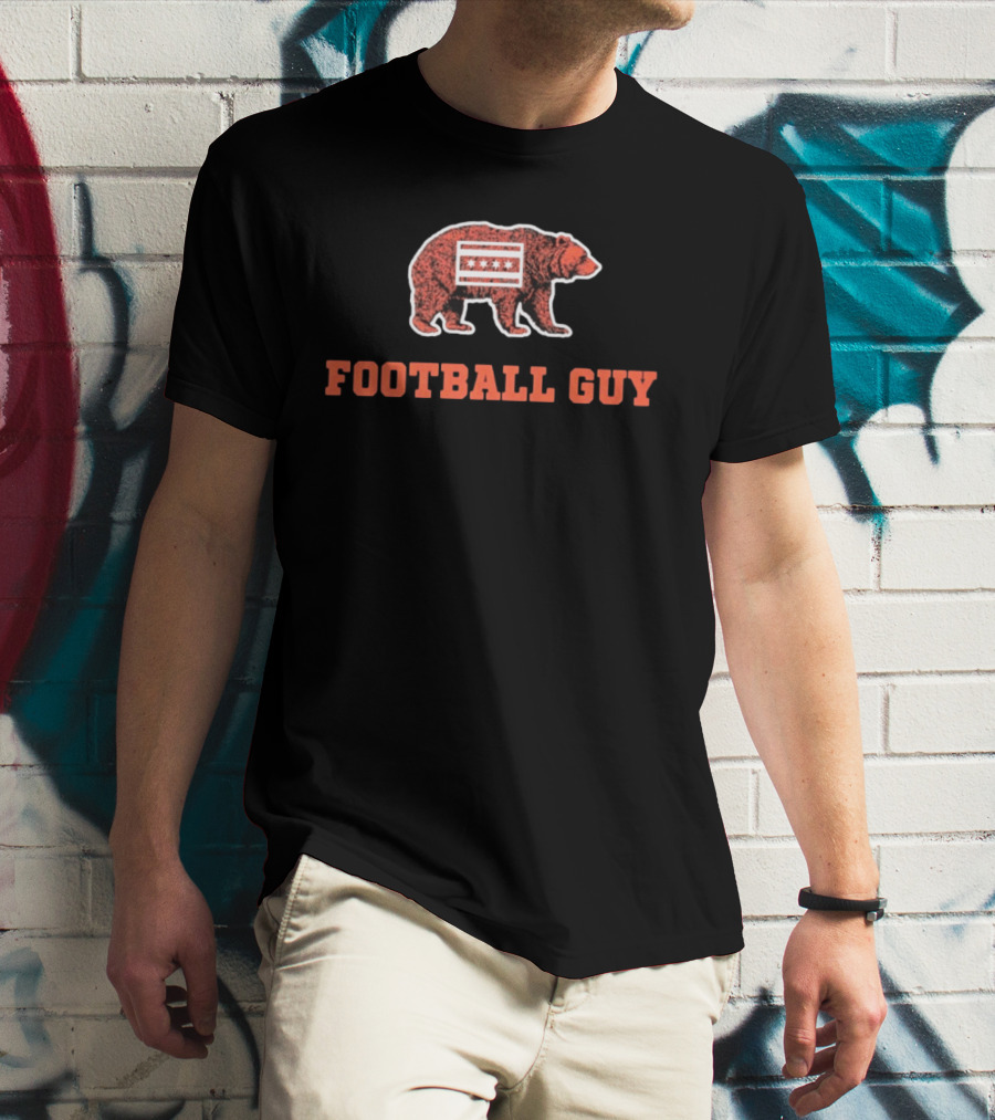 Chicago Bears Football Guy With Chicago Flag And Bear T-Shirt
