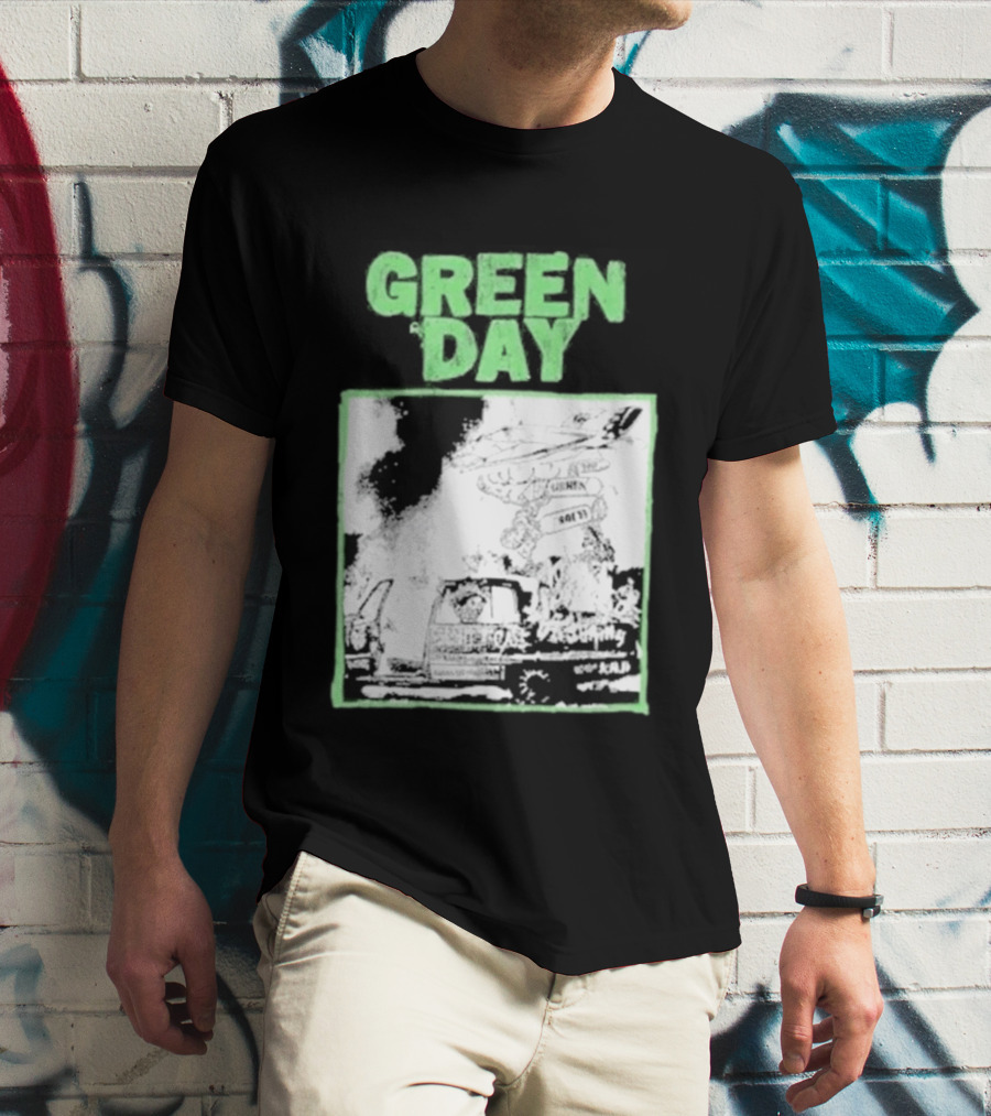Green Day Riot Trio Vintage Sketch T-Shirt