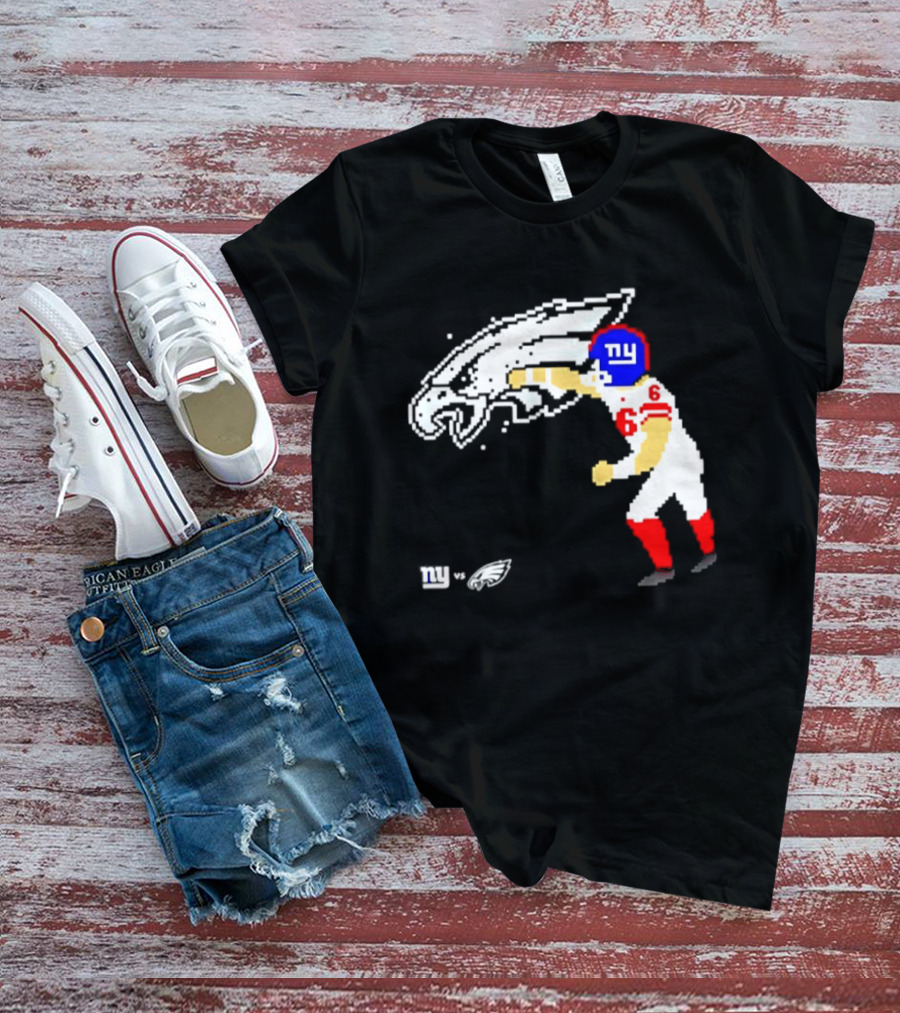 New York Giants Jaxson Dart Vs Philadelphia Eagles Retro Pixel T-Shirt