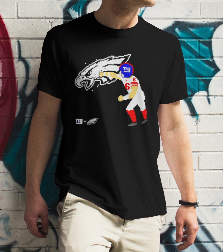 New York Giants Jaxson Dart Vs Philadelphia Eagles Retro Pixel T-Shirt